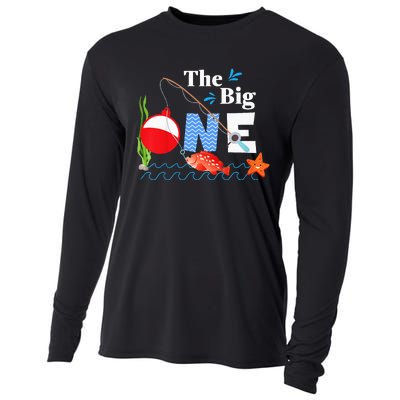 The Big One Year 1st First Birthday Little Fisherman  Cooling Performance Long Sleeve Crew