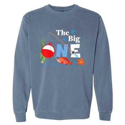 The Big One Year 1st First Birthday Little Fisherman  Garment-Dyed Sweatshirt