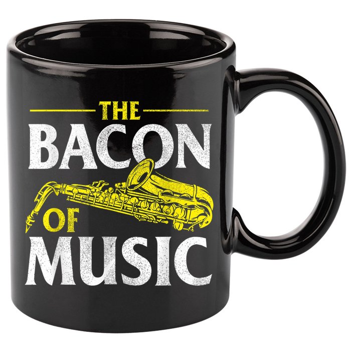 The Bacon Of Music Saxophone Player Saxophonist Jazz 11oz C Handle Ceramic Mug