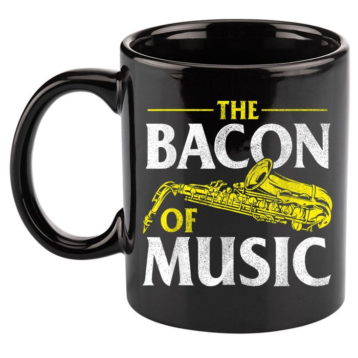 The Bacon Of Music Saxophone Player Saxophonist Jazz 11oz C Handle Ceramic Mug