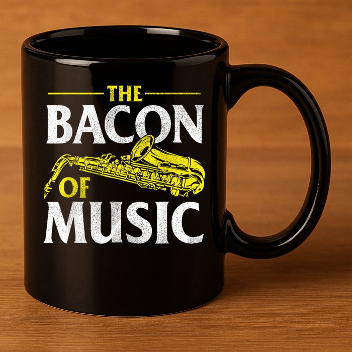 The Bacon Of Music Saxophone Player Saxophonist Jazz 11oz C Handle Ceramic Mug