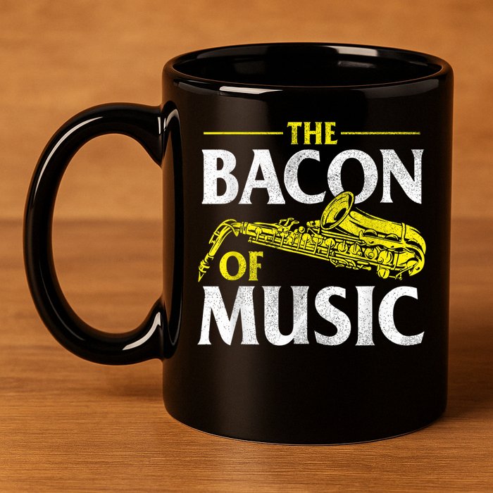 The Bacon Of Music Saxophone Player Saxophonist Jazz 11oz C Handle Ceramic Mug