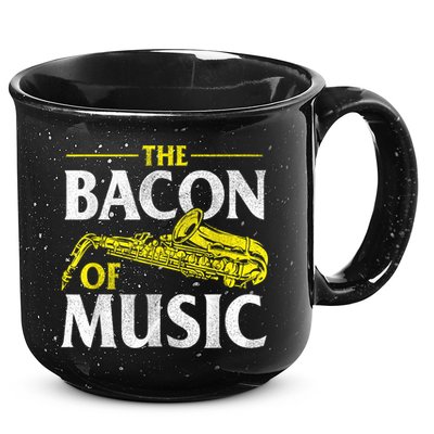The Bacon Of Music Saxophone Player Saxophonist Jazz 15oz Campfire Ceramic Mug