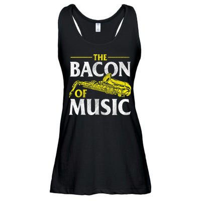 The Bacon Of Music Saxophone Player Saxophonist Jazz Ladies Essential Flowy Tank