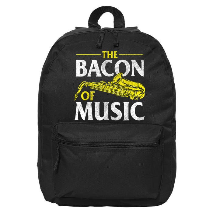 The Bacon Of Music Saxophone Player Saxophonist Jazz 16 in Basic Backpack