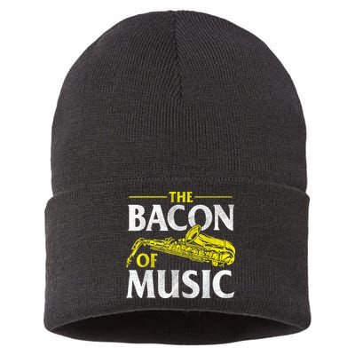 The Bacon Of Music Saxophone Player Saxophonist Jazz Sustainable Knit Beanie