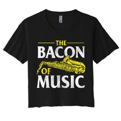 The Bacon Of Music Saxophone Player Saxophonist Jazz Crop Top