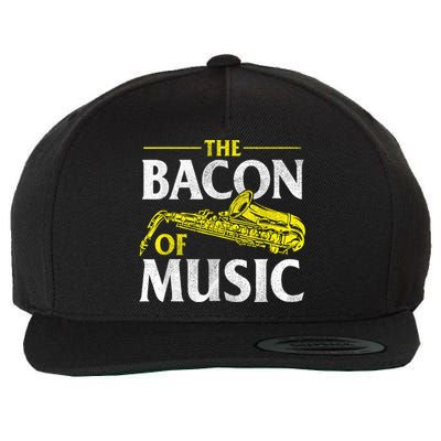 The Bacon Of Music Saxophone Player Saxophonist Jazz Wool Snapback Cap