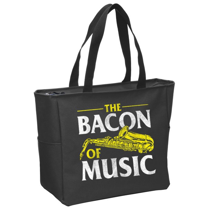 The Bacon Of Music Saxophone Player Saxophonist Jazz Zip Tote Bag