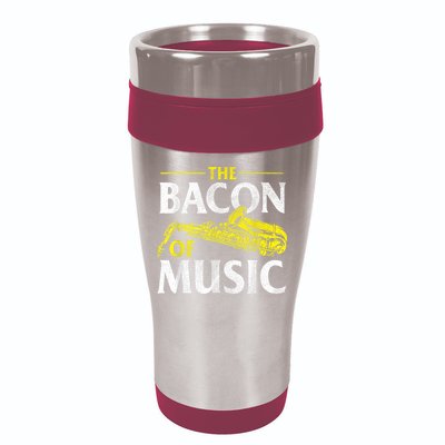 The Bacon Of Music Saxophone Player Saxophonist Jazz 16oz Travel Tumbler