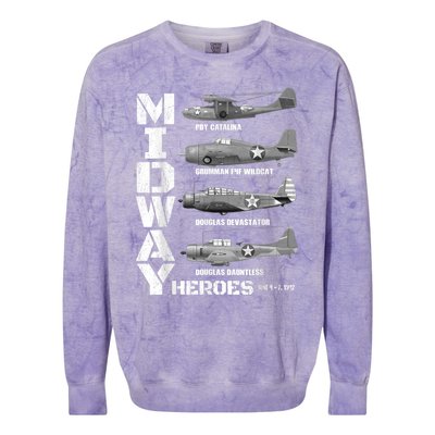 The Battle Of Midway Plane Spotting American WW2 Planes Colorblast Crewneck Sweatshirt