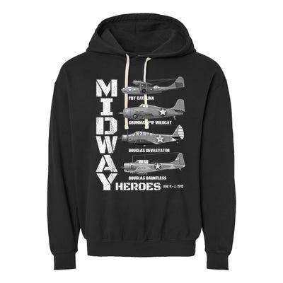 The Battle Of Midway Plane Spotting American WW2 Planes Garment-Dyed Fleece Hoodie