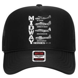 The Battle Of Midway Plane Spotting American WW2 Planes High Crown Mesh Back Trucker Hat