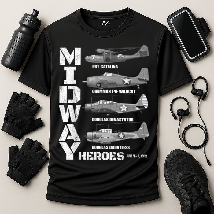 The Battle Of Midway Plane Spotting American WW2 Planes Performance Shirt
