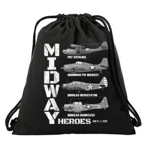 The Battle Of Midway Plane Spotting American WW2 Planes Drawstring Bag