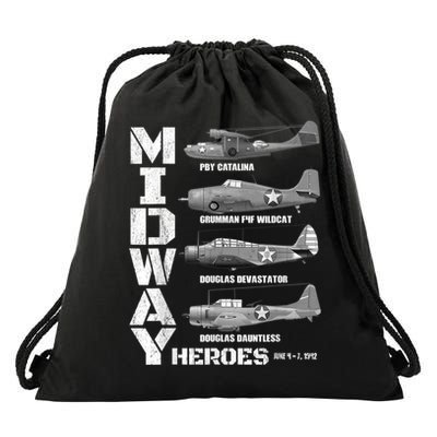 The Battle Of Midway Plane Spotting American WW2 Planes Drawstring Bag