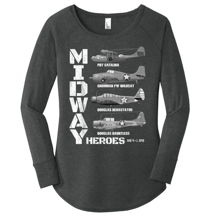 The Battle Of Midway Plane Spotting American WW2 Planes Women's Perfect Tri Tunic Long Sleeve Shirt