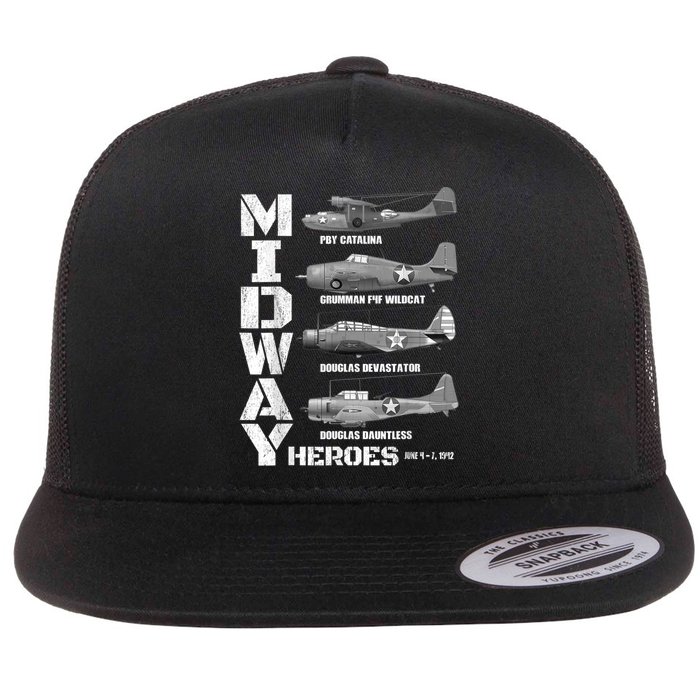 The Battle Of Midway Plane Spotting American WW2 Planes Flat Bill Trucker Hat