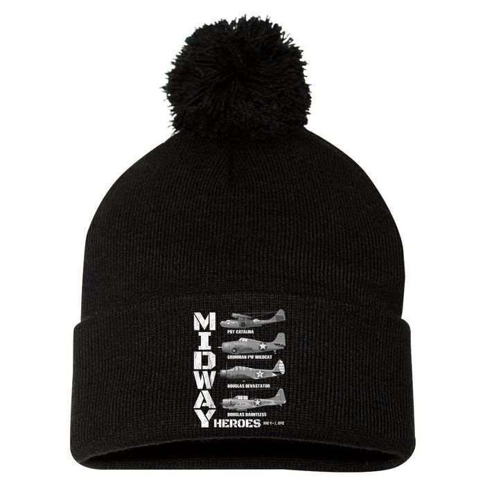 The Battle Of Midway Plane Spotting American WW2 Planes Pom Pom 12in Knit Beanie