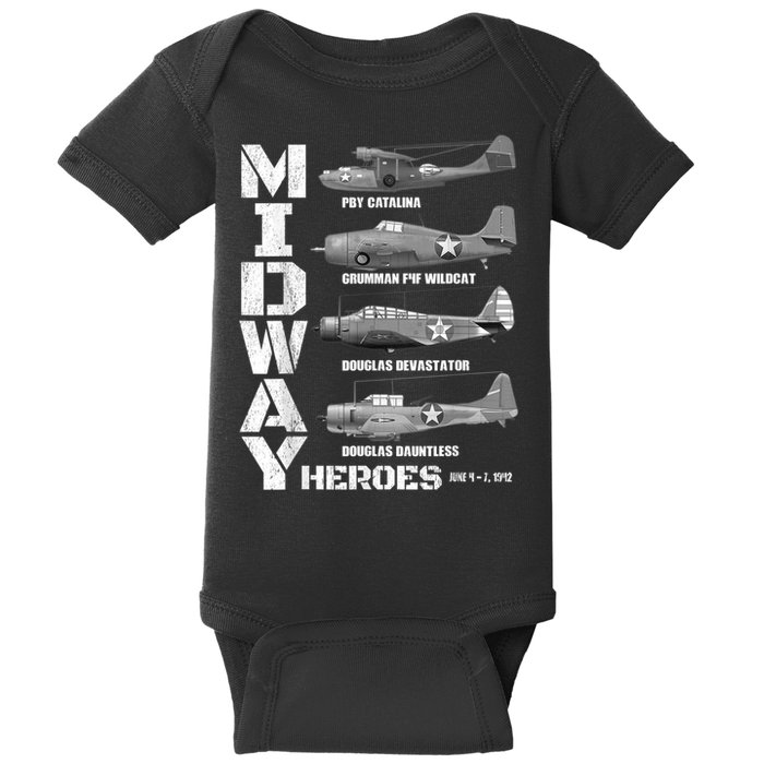 The Battle Of Midway Plane Spotting American WW2 Planes Baby Bodysuit
