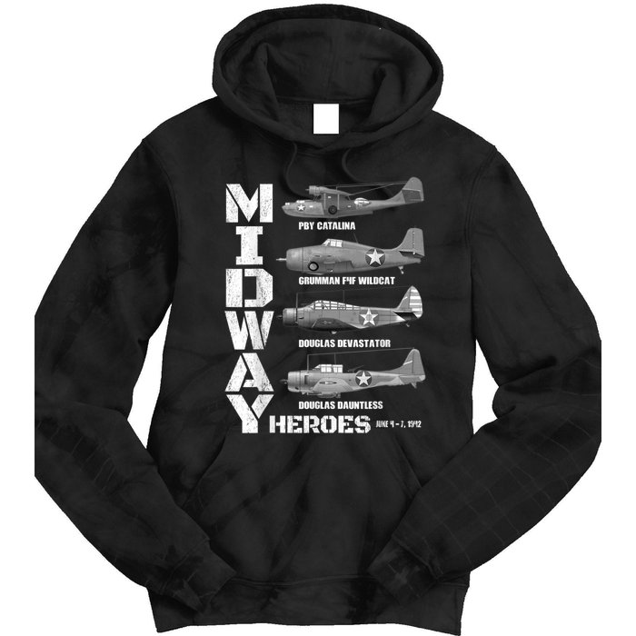 The Battle Of Midway Plane Spotting American WW2 Planes Tie Dye Hoodie