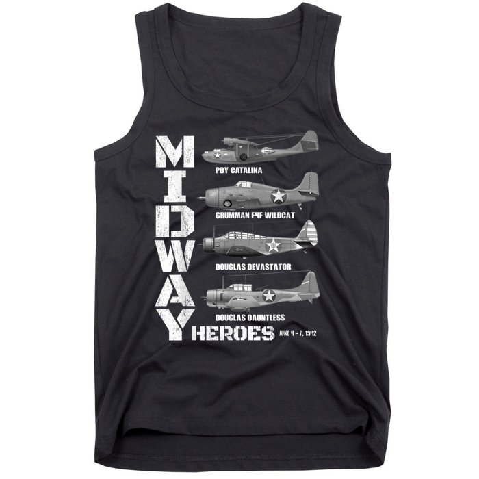 The Battle Of Midway Plane Spotting American WW2 Planes Tank Top