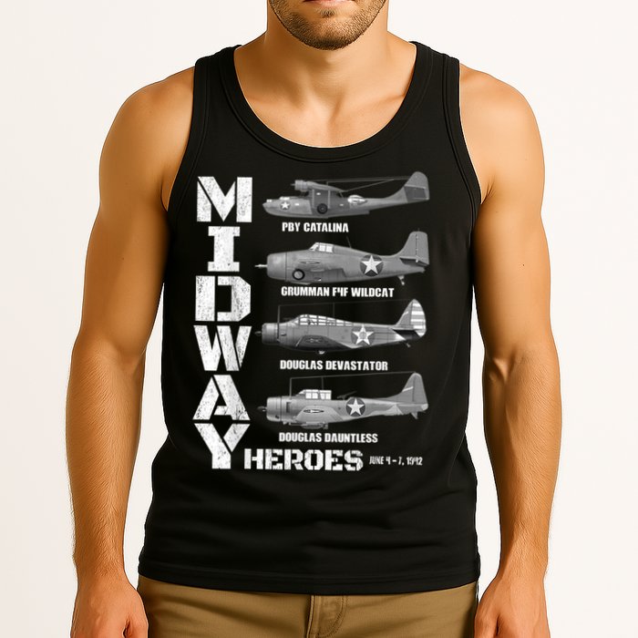 The Battle Of Midway Plane Spotting American WW2 Planes Tank Top