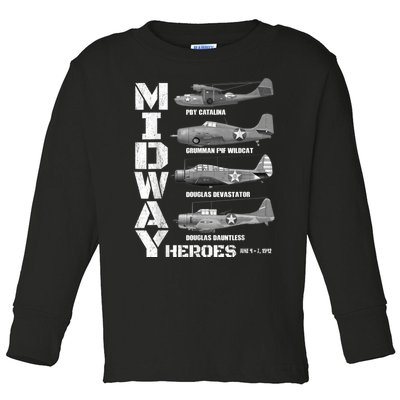 The Battle Of Midway Plane Spotting American WW2 Planes Toddler Long Sleeve Shirt