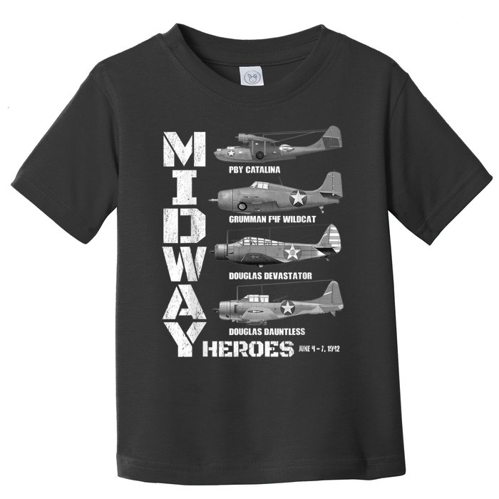 The Battle Of Midway Plane Spotting American WW2 Planes Toddler T-Shirt