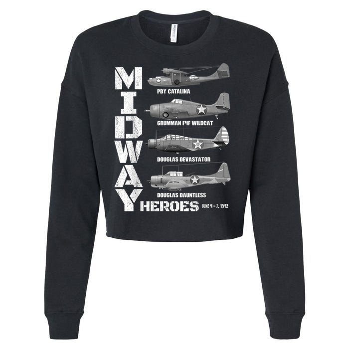 The Battle Of Midway Plane Spotting American WW2 Planes Cropped Pullover Crew