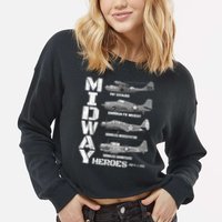 The Battle Of Midway Plane Spotting American WW2 Planes Cropped Pullover Crew