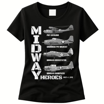 The Battle Of Midway Plane Spotting American WW2 Planes Womens T-Shirt