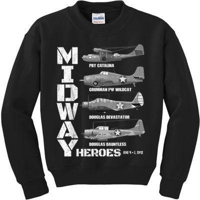 The Battle Of Midway Plane Spotting American WW2 Planes Kids Sweatshirt