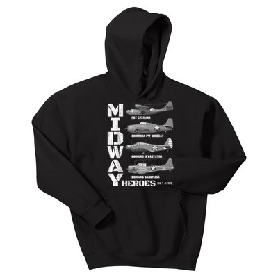 The Battle Of Midway Plane Spotting American WW2 Planes Kids Hoodie