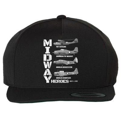 The Battle Of Midway Plane Spotting American WW2 Planes Wool Snapback Cap