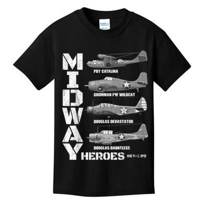 The Battle Of Midway Plane Spotting American WW2 Planes Kids T-Shirt