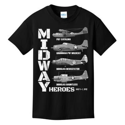 The Battle Of Midway Plane Spotting American WW2 Planes Kids T-Shirt