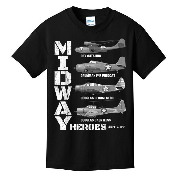 The Battle Of Midway Plane Spotting American WW2 Planes Kids T-Shirt