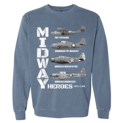 The Battle Of Midway Plane Spotting American WW2 Planes Garment-Dyed Sweatshirt