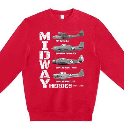 The Battle Of Midway Plane Spotting American WW2 Planes Premium Crewneck Sweatshirt