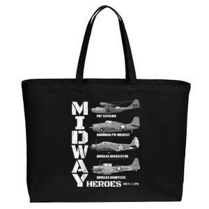 The Battle Of Midway Plane Spotting American WW2 Planes Cotton Canvas Jumbo Tote