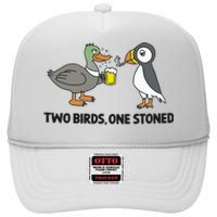 Two Birds One Stoned High Crown Mesh Back Trucker Hat