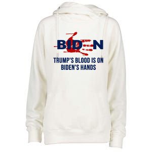 TrumpS Blood On BidenS Hands Womens Funnel Neck Pullover Hood