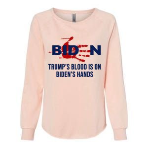 TrumpS Blood On BidenS Hands Womens California Wash Sweatshirt