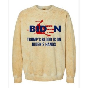 TrumpS Blood On BidenS Hands Colorblast Crewneck Sweatshirt