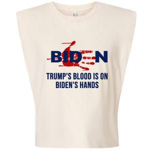 TrumpS Blood On BidenS Hands Garment-Dyed Women's Muscle Tee