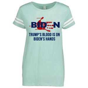 TrumpS Blood On BidenS Hands Enza Ladies Jersey Football T-Shirt