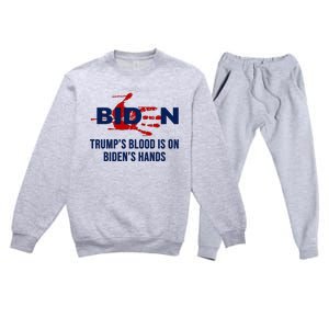 TrumpS Blood On BidenS Hands Premium Crewneck Sweatsuit Set