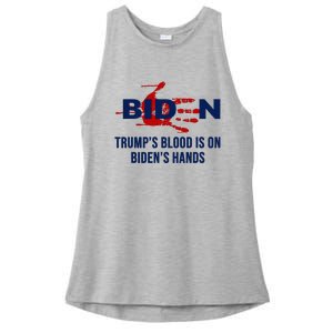 TrumpS Blood On BidenS Hands Ladies PosiCharge Tri-Blend Wicking Tank