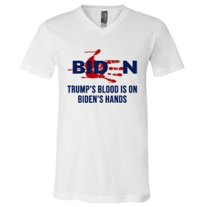 TrumpS Blood On BidenS Hands V-Neck T-Shirt